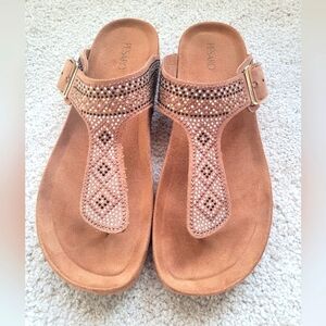 Pesaro Claire Tan Embellished Women's Sandals